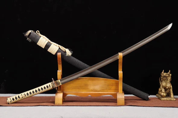 Katana-Japonais-Fleur-D-Or-Hamon-Veritable