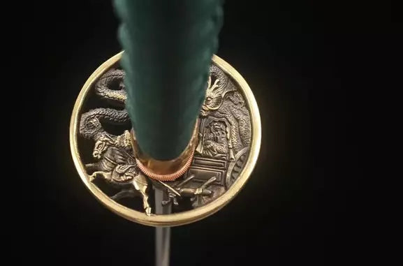 Tsuba-Dragon-Sculpte-Acier-T10-Hamon-Veritable