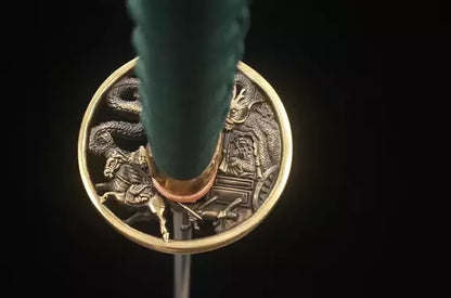 Tsuba-Dragon-Sculpte-Acier-T10-Hamon-Veritable