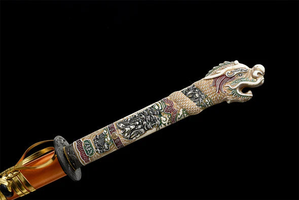 Tsuka-Katana-Tete-de-Dragon-Orange